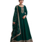 Cotton / Silky Bottle Green Anarakali Long Dress with Trousers - Size 14 (Bust 40") - Extra Margin inside - VF67745 TY 1024 - Prachy Creations