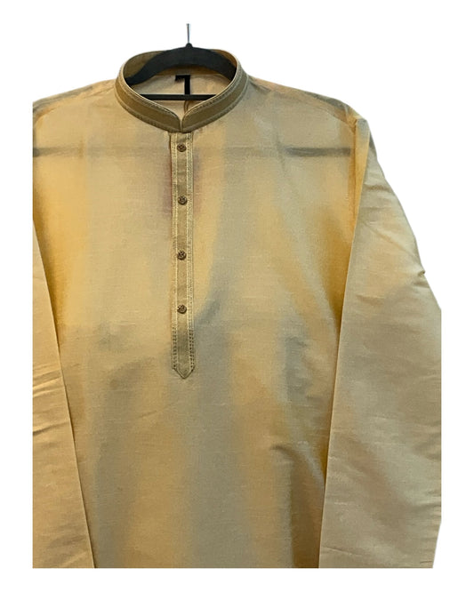 Cream / Gold - Banarasi Handloom Brocade Mens Indian Kurta set - UK Stock - Weddings / Walimas , Sangeet, Diwali, Eid, Mehndi / Henna - VEE2532 KR - Prachy Creations