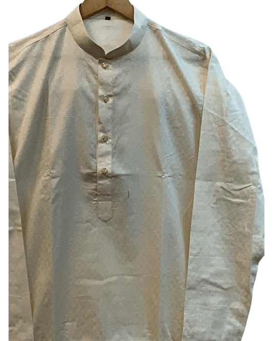 Cream / Ivory - Soft Cotton Self Woven Mens Kurta Set - Perfect under a Waistcoat - Sangeet Mehendi Haldi - KCS1263 03KJ26 - Prachy Creations