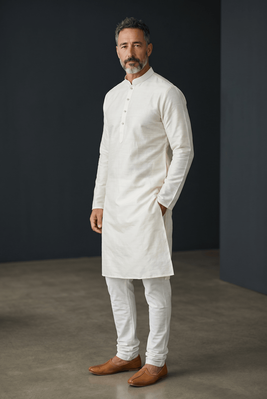 Cream - Premium Linen Mens Indian Kurta set - UK Stock - Weddings / Walimas , Sangeet, Diwali, Eid, Mehndi / Henna - VEE1365 KP - Prachy Creations