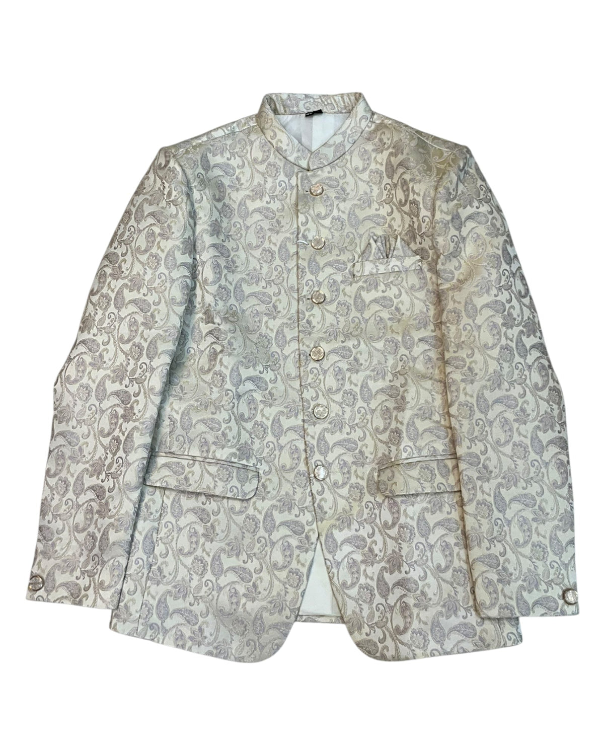 Cream - PREMIUM Slim Fit Mens Contrast Brocade BandhGala / Prince / Chinese Collar Jacket - Fantastic Fit - VNS-JOD7910/1 10VC25 - Prachy Creations