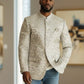 Cream - PREMIUM Slim Fit Mens Contrast Brocade BandhGala / Prince / Chinese Collar Jacket - Fantastic Fit - VNS-JOD7910/1 10VC25 - Prachy Creations