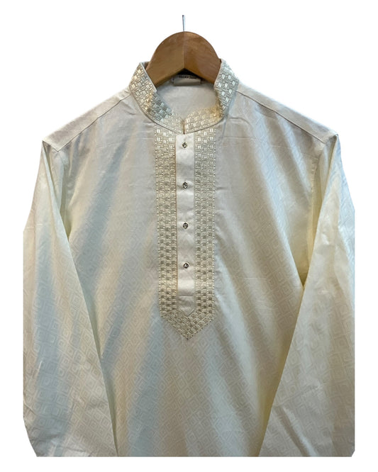 Cream - Quality Mens Indian Kurta set - UK Stock - Weddings / Walimas , Sangeet, Diwali, Eid, Mehndi / Henna - NAD25720 KH - Prachy Creations