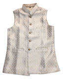 Cream - Rich Banarasi Brocade Handloom Brocade Mens Waistcoat - UK Stock- Dispatch in 24 hrs - KCS241107 KP - Prachy Creations