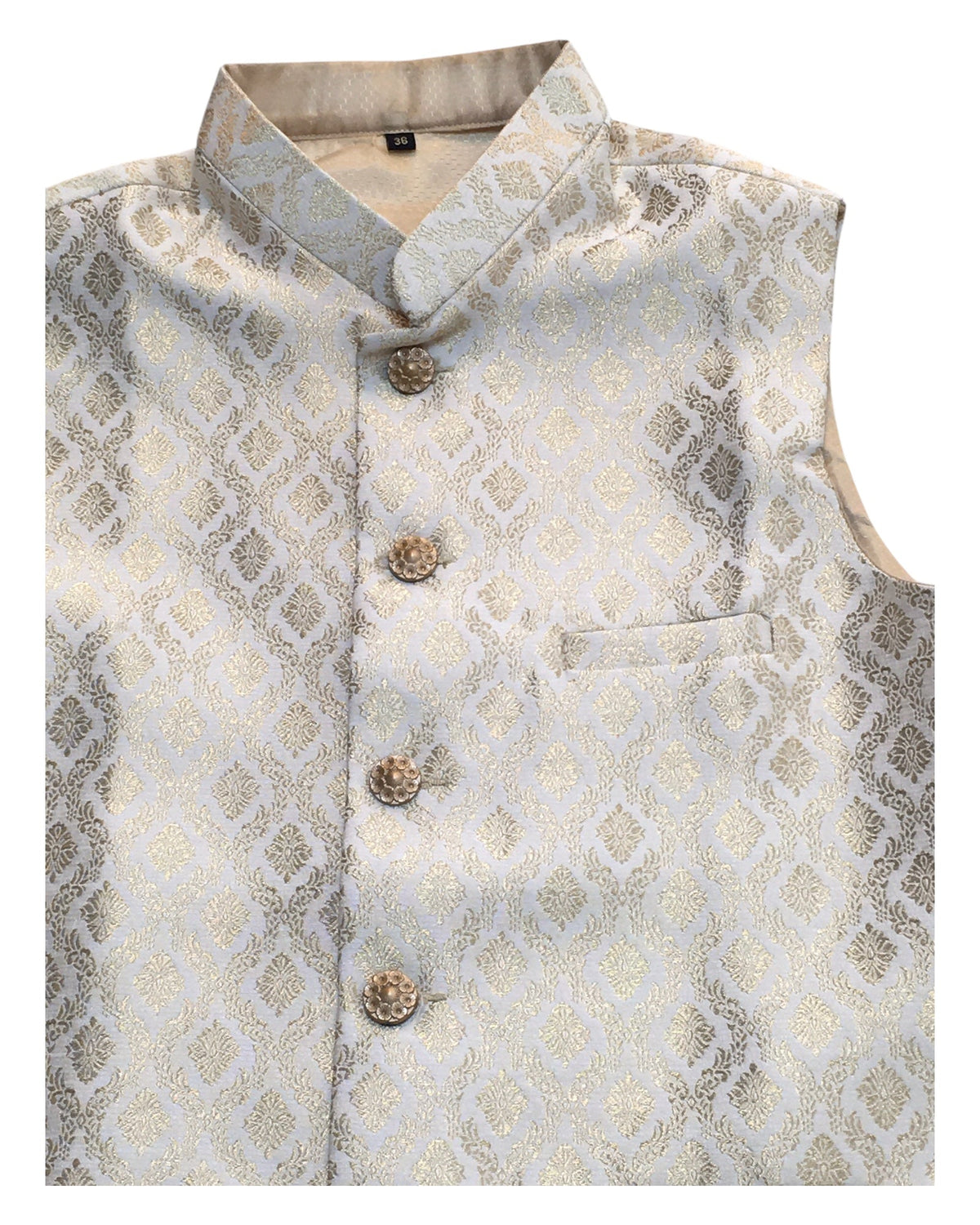 Cream - Rich Banarasi Brocade Handloom Brocade Mens Waistcoat - UK Stock- Dispatch in 24 hrs - KCS241107 KP - Prachy Creations