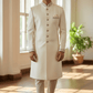 Cream - Rich Banarasi Brocade Sherwani with Zardosi Hand Embroidery - BS978 01KYV25 - Prachy Creations
