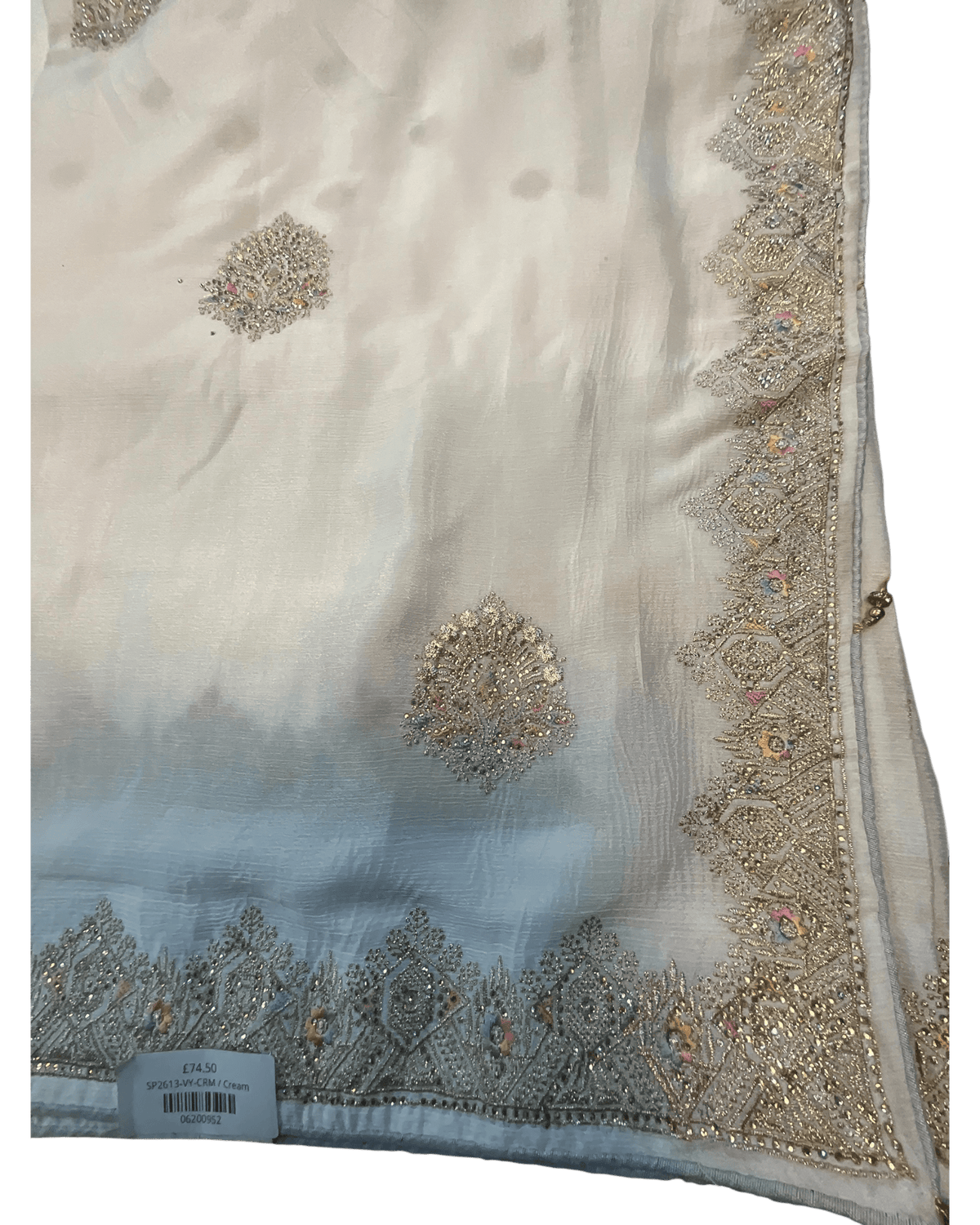 Cream - Saree with Thread / Stone Work and Blouse Piece - UK stock - 24hr Dispatch - SP2613 VY - Prachy Creations