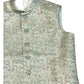 Cream with Light Turquoise & Gold Thread Brocade - Premium Mens Waistcoat - VNS-JKT7908/1 10KJ25 - Prachy Creations