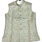 Cream with Light Turquoise & Gold Thread Brocade - Premium Mens Waistcoat - VNS-JKT7908/1 10KJ25 - Prachy Creations