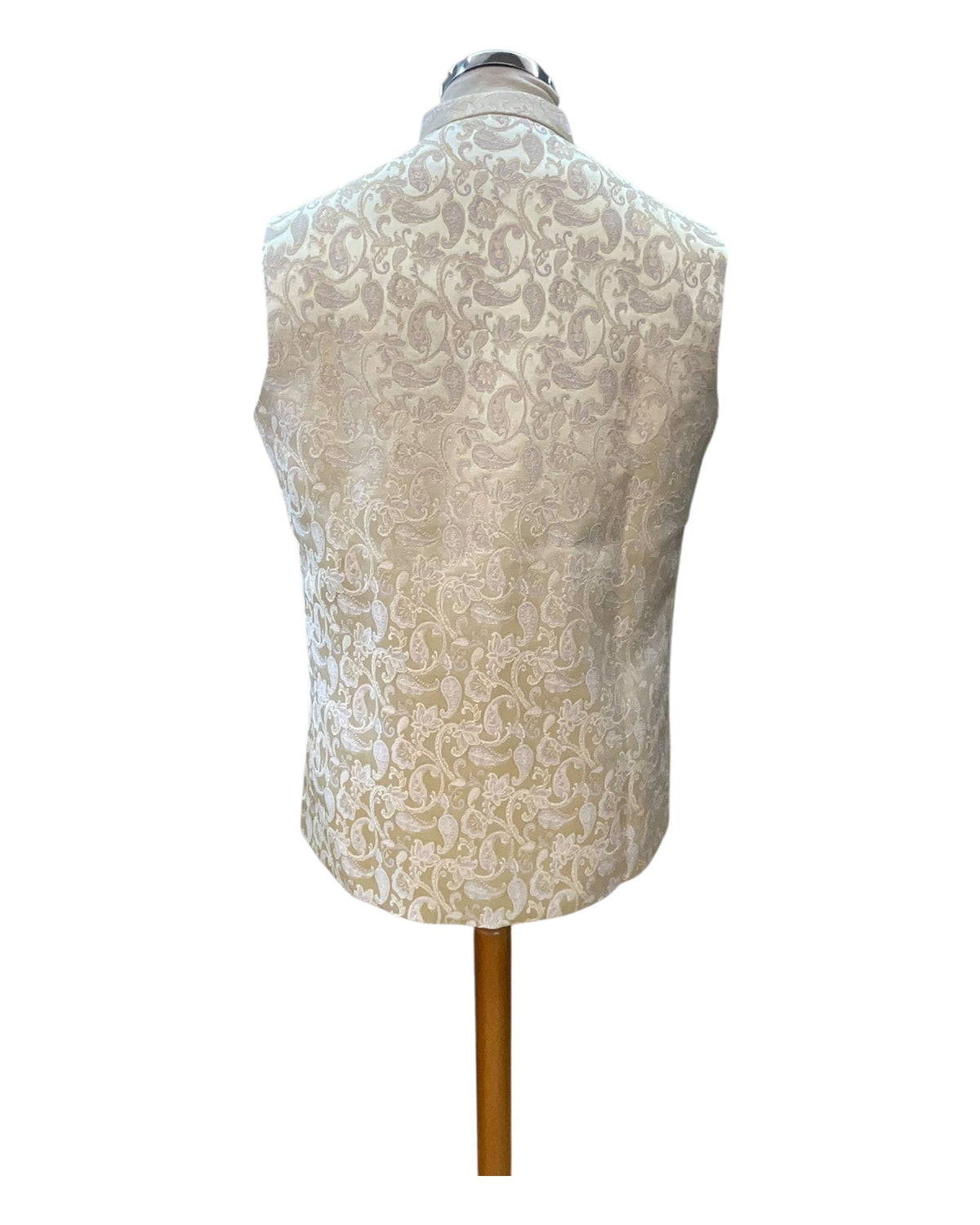 Cream with Lilac & Gold Thread Brocade - Premium Mens Waistcoat - VNS-JKT7910/1 10KJ25 - Prachy Creations