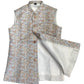 Cream with Pink/Light Blue Brocade - Premium Mens Waistcoat - VNS-JKT7908/2 10KJ25 - Prachy Creations