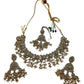 Crystal / Champagne - Large Size Antique Gold Finish Necklace Set with Earrings & Head Piece - Bollywood - AE2513 08KK25 - Prachy Creations