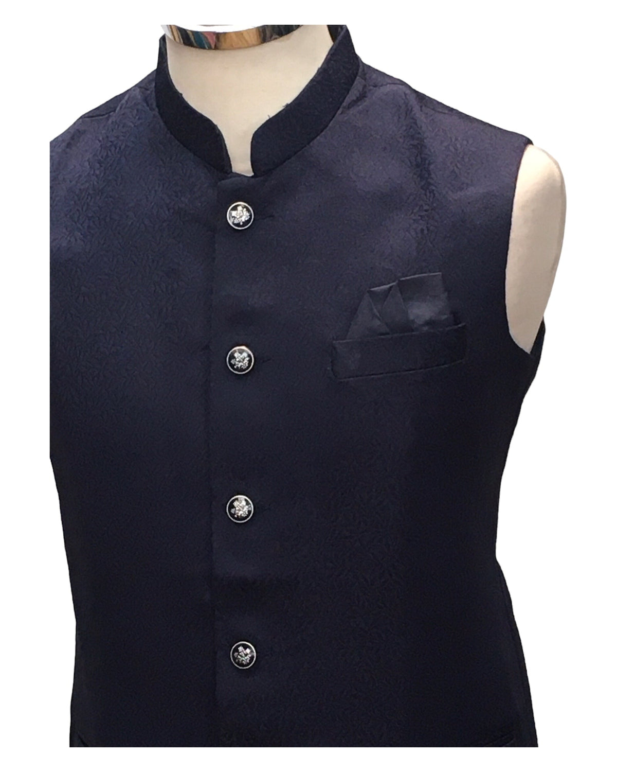 Dark Blue - Rich Suiting Material Mens Indian Waistcoat - Amazing Fit - Great Quality - YD2419 KC 0824 - Prachy Creations