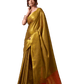 Dark Gold - Classic Plain Cotton Silky Fancy Saree with Blouse Piece - UK Stock - 2/3 days Delivery 12KV25 RP511 - Prachy Creations