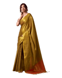 Dark Gold - Classic Plain Cotton Silky Fancy Saree with Blouse Piece - UK Stock - 2/3 days Delivery 12KV25 RP511 - Prachy Creations