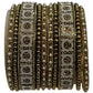 Dark Gold Stone and Pearl - Antique Gold Finish Bangles Set (Set of 10) - UK stock - SM, M, L, XL JAN2648 08T25 - Prachy Creations