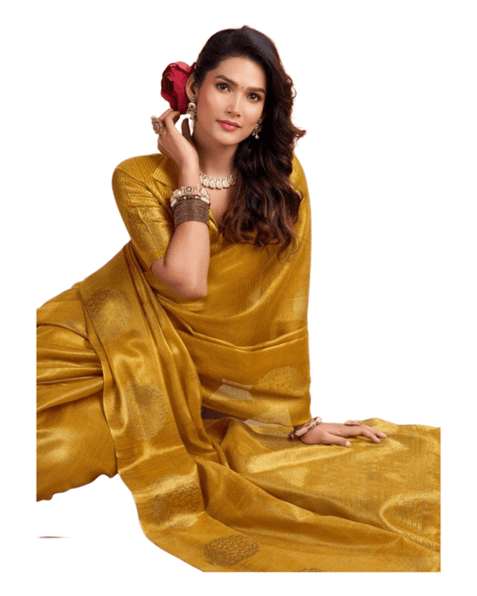 Dark Gold - Traditional Silky Fancy Saree with Blouse Piece - UK Stock - 2/3 days Delivery 12KT25 RP479 - Prachy Creations