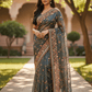 Dark Grey - Classic Saree with Thread Work and Blouse Piece - UK stock - 24hr Dispatch - RS2513 TA - Prachy Creations