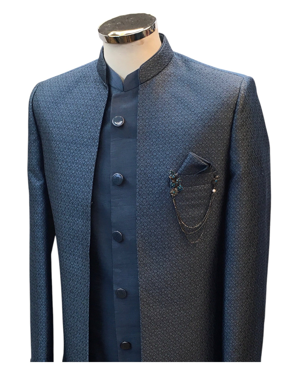 Dark Grey - PREMIUM Mens Knee Length Jacket with Long Waistcoat - Fantastic Fit - KCS6112 02PK25 - Prachy Creations