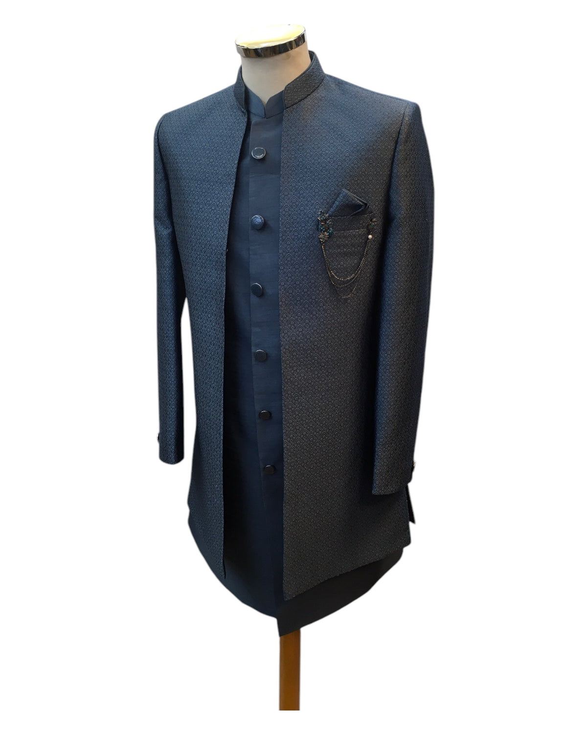 Dark Grey - PREMIUM Mens Knee Length Jacket with Long Waistcoat - Fantastic Fit - KCS6112 02PK25 - Prachy Creations