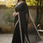 Dark Grey - Rich Saree with Stone Work Border and Blouse Piece - UK stock - 24hr Dispatch - RS2509 VA - Prachy Creations