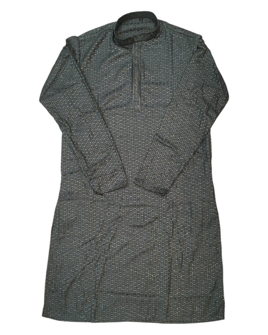 Dark Grey - Rich Sequins Lucknowi Chiffon Mens Indian Kurta Set with Smart Pants - Weddings / Walimas , Sangeet, Eid, Mehndi / Henna - KCS1261 VP 0225 - Prachy Creations