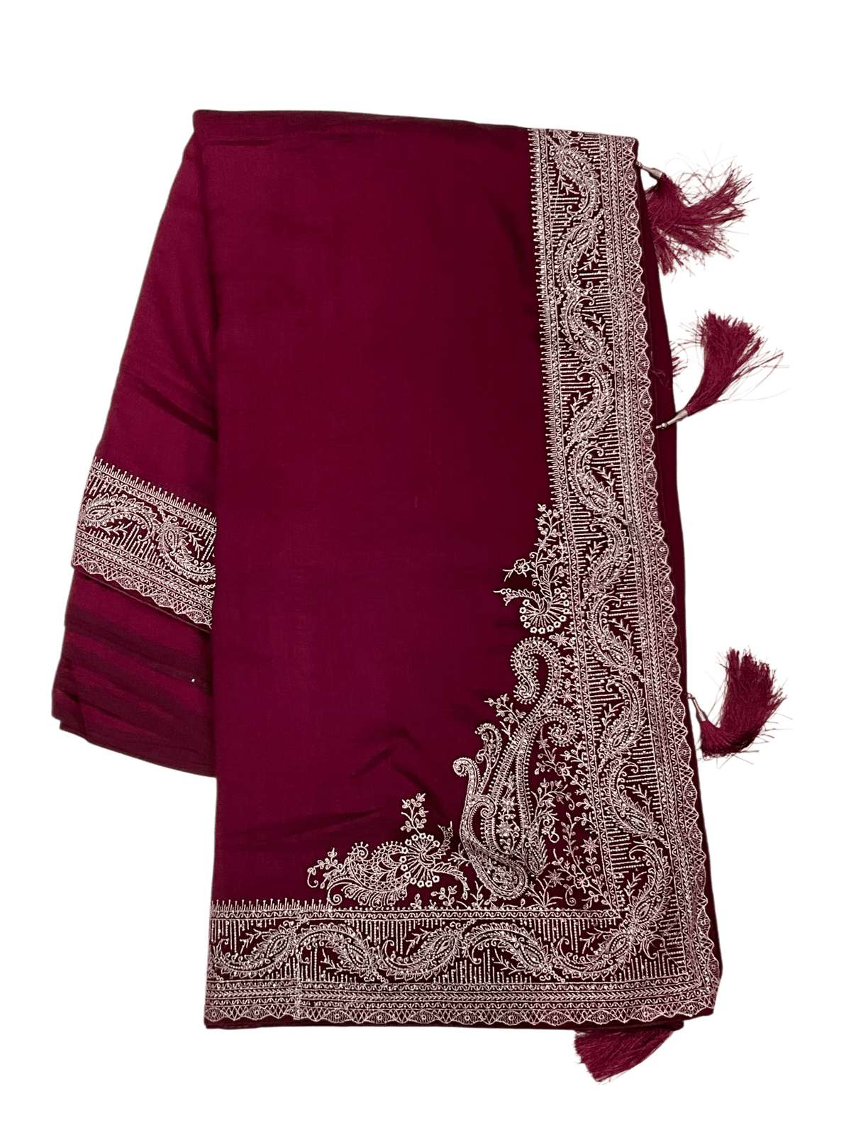 Dark Magenta - Classic Saree with Thread / Stone Work and Blouse Piece - UK stock - 24hr Dispatch - RS2506 VP - Prachy Creations