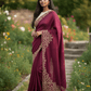 Dark Magenta - Rich Saree with Stone Work Border and Blouse Piece - UK stock - 24hr Dispatch - RS2511 TA - Prachy Creations