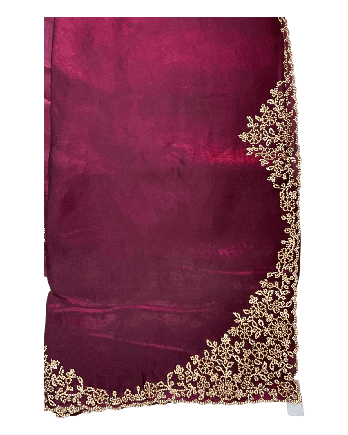 Dark Magenta - Rich Saree with Stone Work Border and Blouse Piece - UK stock - 24hr Dispatch - RS2511 TA - Prachy Creations