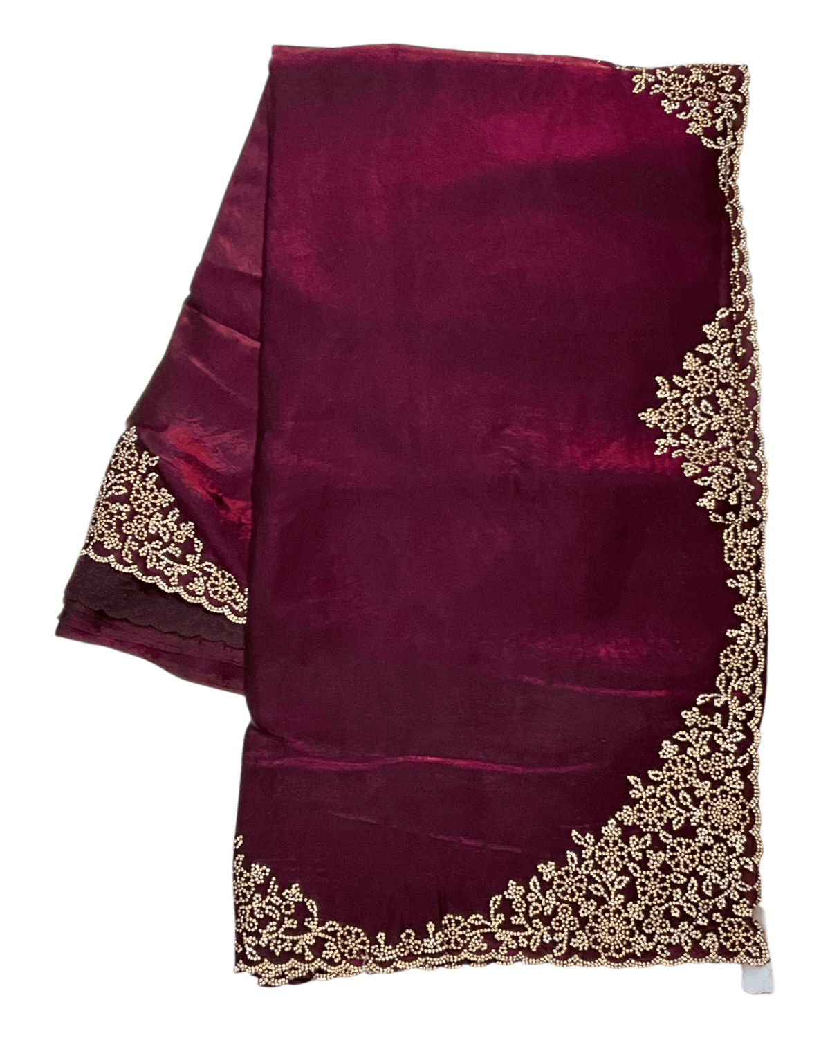 Dark Magenta - Rich Saree with Stone Work Border and Blouse Piece - UK stock - 24hr Dispatch - RS2511 TA - Prachy Creations