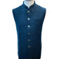Dark Teal - Self Brocade - Premium Suede Feel Mens Indian Waistcoat - UK Stock - 24 hr Dispatch - VNS-JKT697/31 10KP25 - Prachy Creations
