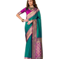 Dark Turquoise- Silky Handloom Banarasi Saree with Blouse Piece - 12KH25 RP388 - Prachy Creations