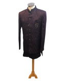 Dark Wine - PREMIUM Slim Fit Mens Self Brocade BandhGala / Prince / Chinese Collar Jacket with Long Waistcoat - Fantastic Fit - CS2505 01PY25 - Prachy Creations