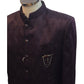 Dark Wine - PREMIUM Slim Fit Mens Self Brocade BandhGala / Prince / Chinese Collar Jacket with Long Waistcoat - Fantastic Fit - CS2505 01PY25 - Prachy Creations