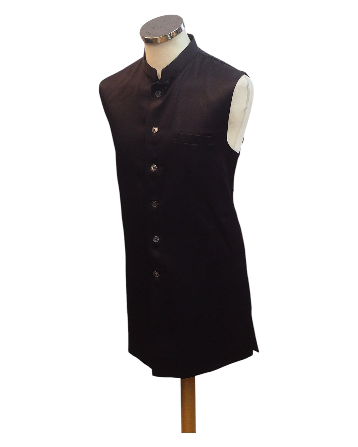 Dark Wine - PREMIUM Slim Fit Mens Self Brocade BandhGala / Prince / Chinese Collar Jacket with Long Waistcoat - Fantastic Fit - CS2505 01PY25 - Prachy Creations