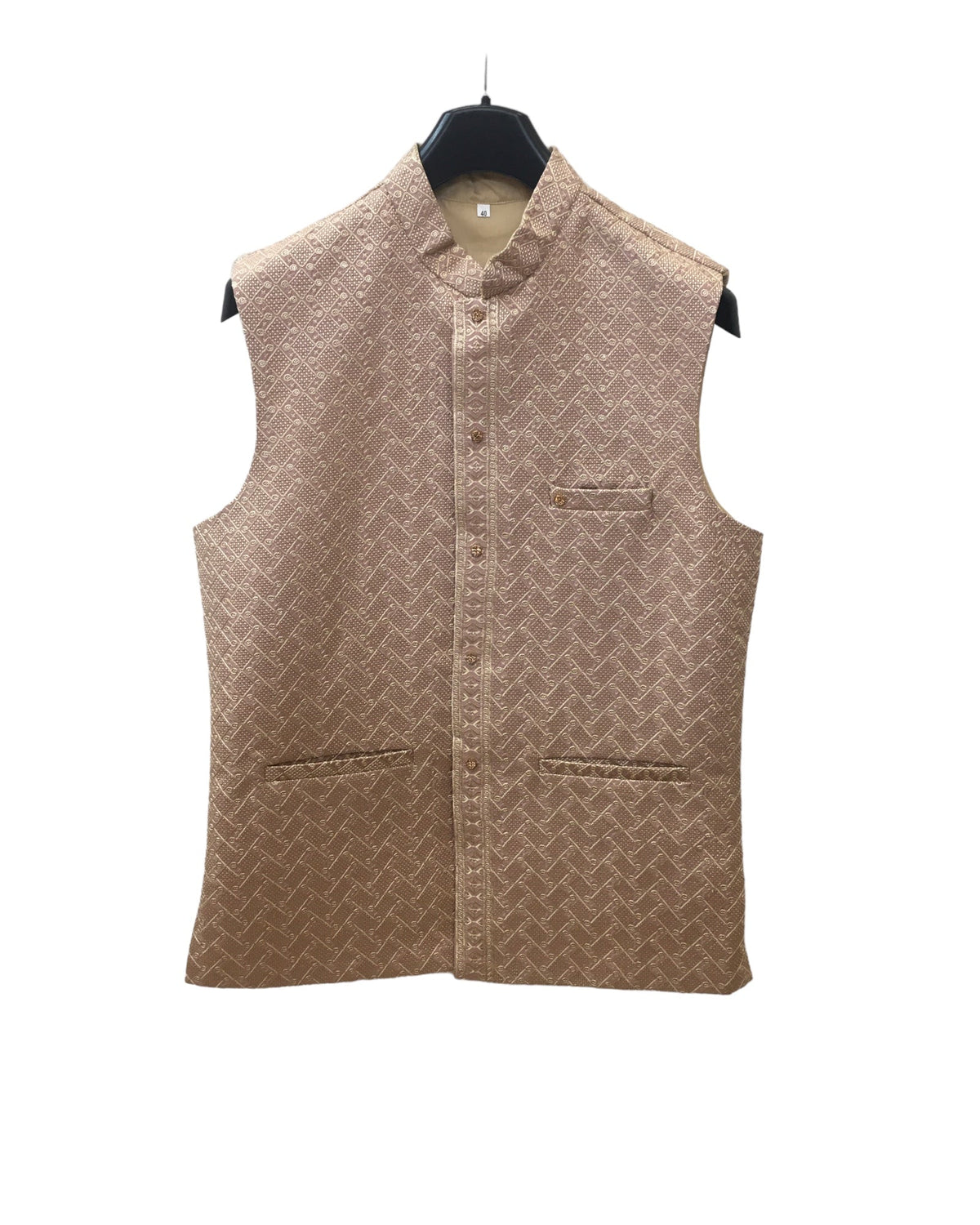 Dusty Pink - Rich Lucknowi Sequins Mens Waistcoat - Bollywood - KCS4010 VH 0324 - Prachy Creations