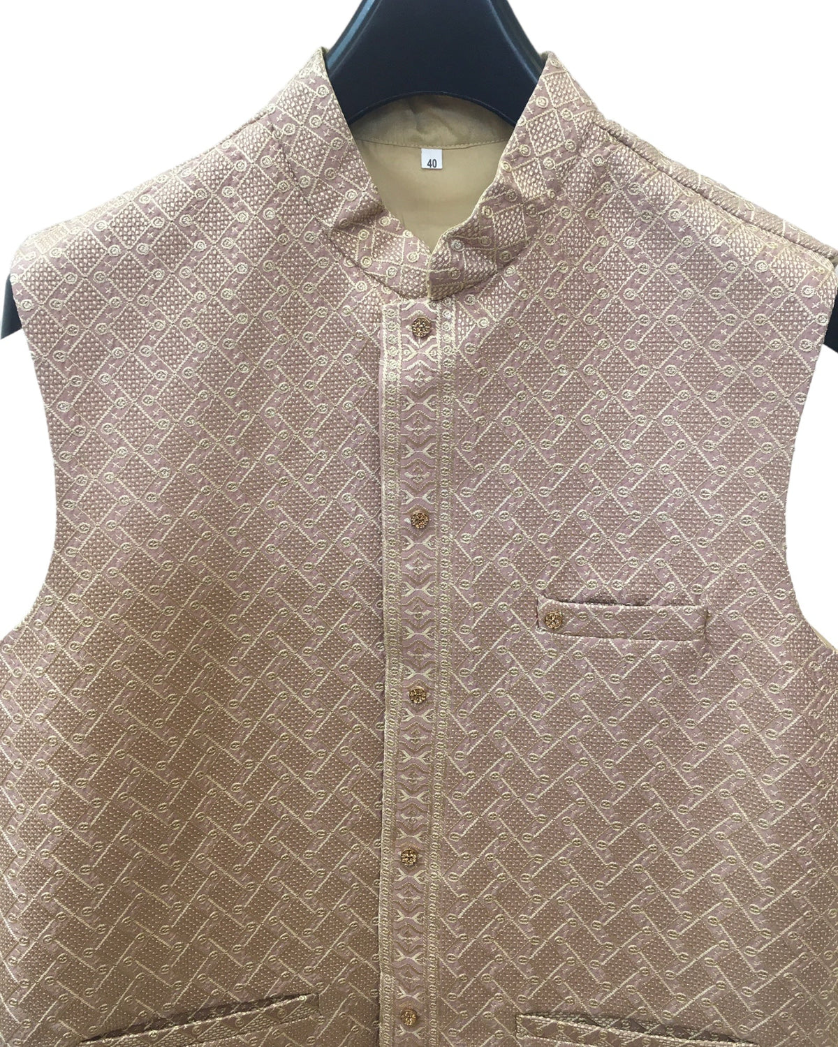 Dusty Pink - Rich Lucknowi Sequins Mens Waistcoat - Bollywood - KCS4010 VH 0324 - Prachy Creations