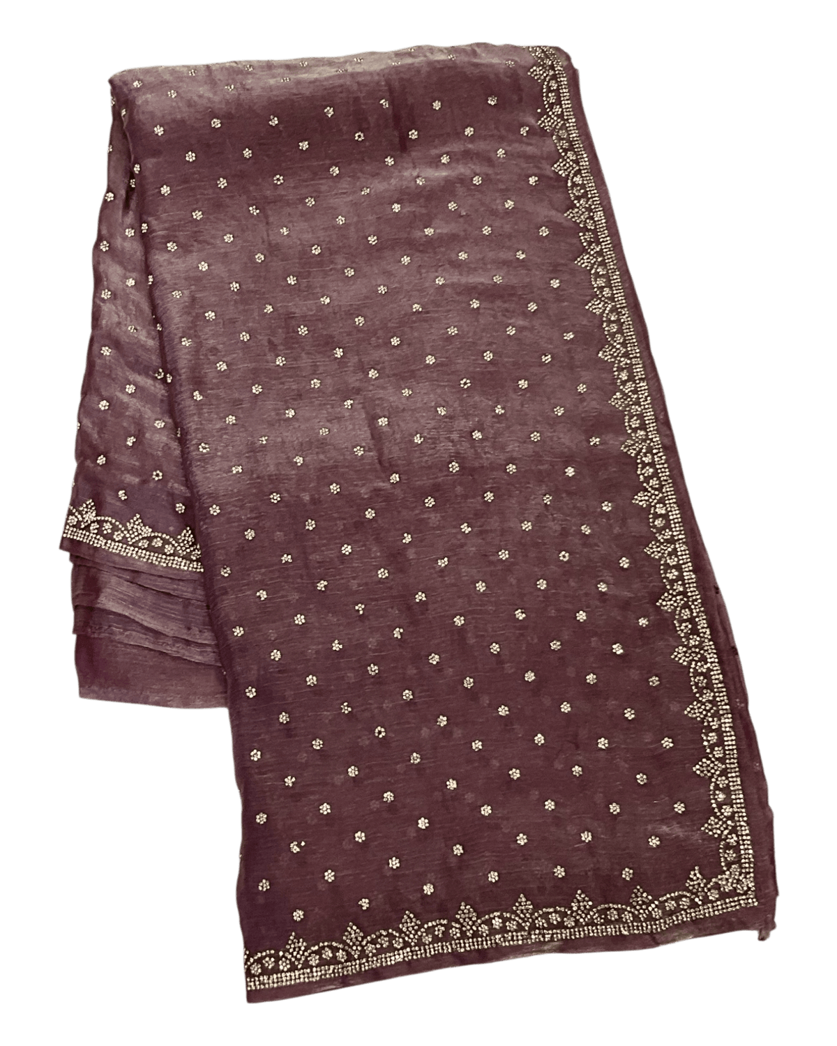 Dusty Pink - Rich Saree with Stone Work Border and Blouse Piece - UK stock - 24hr Dispatch - RS2501 TH - Prachy Creations