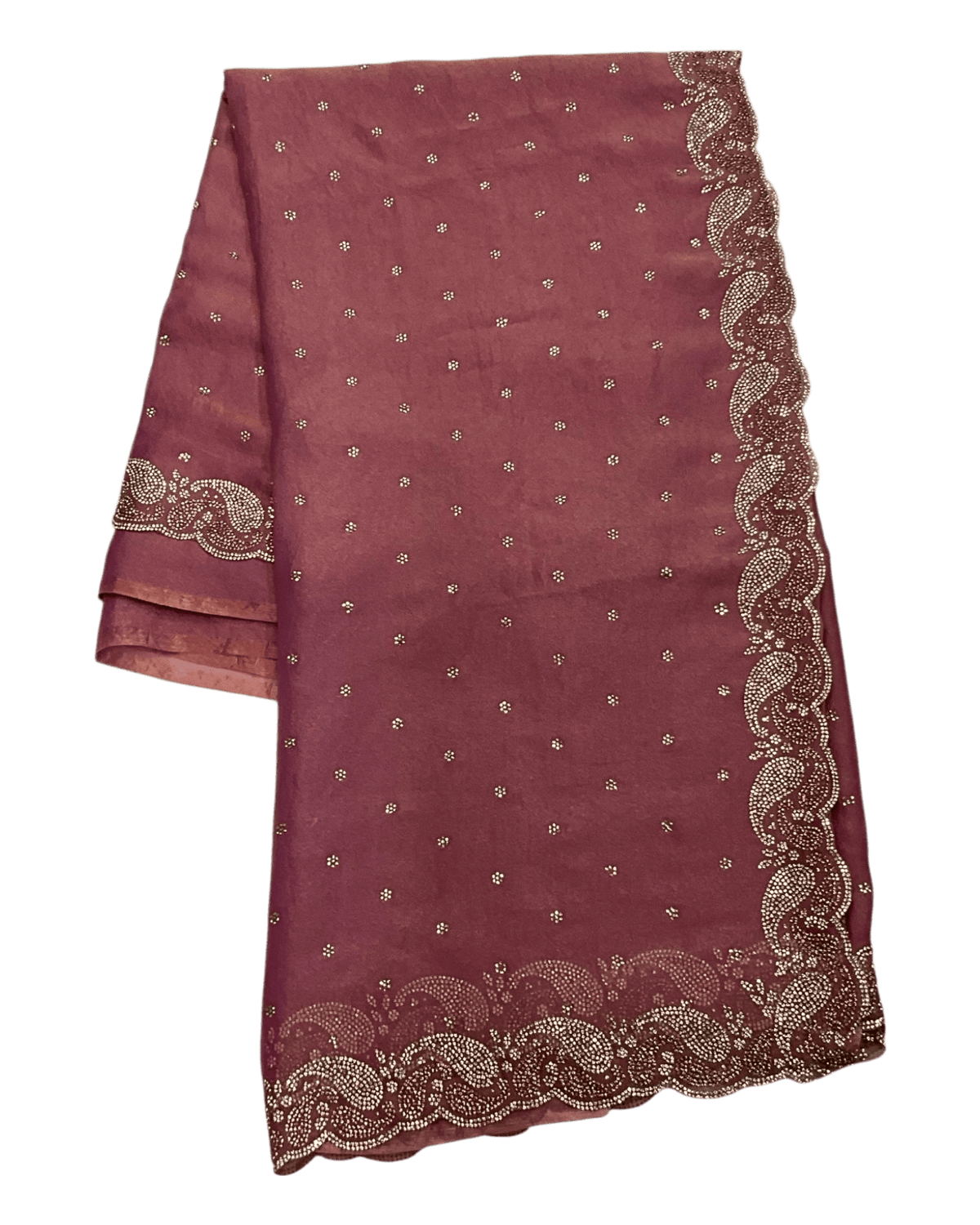 Dusty Pink - Rich Saree with Stone Work Border and Blouse Piece - UK stock - 24hr Dispatch - RS2532 TC - Prachy Creations