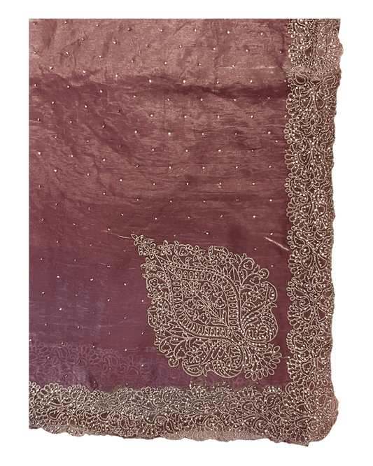 Dusty Pink - Rich Saree with Thread / Stone Embroidery and Blouse Piece - UK stock - 24hr Dispatch - RS2525 VJ - Prachy Creations