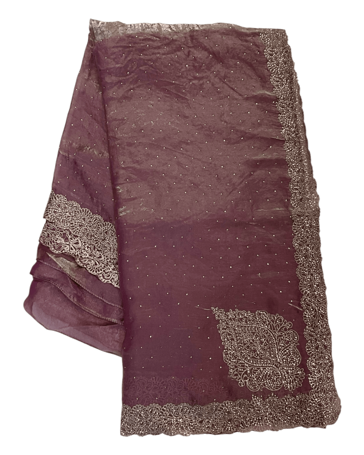 Dusty Pink - Rich Saree with Thread / Stone Embroidery and Blouse Piece - UK stock - 24hr Dispatch - RS2525 VJ - Prachy Creations