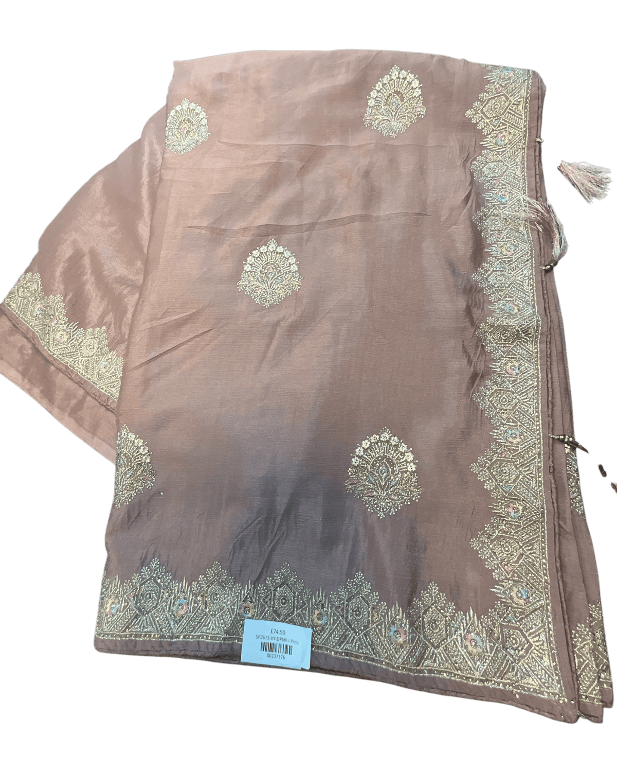 Dusty Pink - Saree with Thread / Stone Work and Blouse Piece - UK stock - 24hr Dispatch - SP2613 VY - Prachy Creations