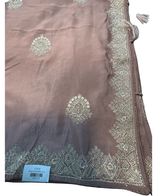 Dusty Pink - Saree with Thread / Stone Work and Blouse Piece - UK stock - 24hr Dispatch - SP2613 VY - Prachy Creations