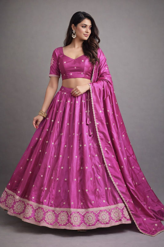 Dusty Pink - Silky Lehenga Set - Mehndi / Sangeet / Bridesmaids / Weddings / Garba - Size UK 12 (38" Bust) Adjustable to Size 14 - UK Stock - 24h Dispatch - AF2602 02TY26 - Prachy Creations