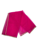 Fuchsia Hot Pink - Ladies Net Dupatta with Gold Lace Border & Diamante - Mix N Match - VC2501 T0125 - Prachy Creations