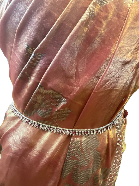 Fuchsia / Magenta / Dark Pink - Antique Gold Finish Saree Belt, Waist / Belly Chain - Fancy Dress , Bollywood - 15BL415 07A26 - Prachy Creations