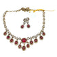 Fuchsia / Magenta / Dark Pink - Small - Antique Gold Finish Necklace Set with Earrings & - AE2521 08KK25 - Prachy Creations