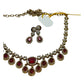 Fuchsia / Magenta / Dark Pink - Small - Antique Gold Finish Necklace Set with Earrings & - AE2521 08KK25 - Prachy Creations