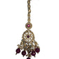 Fuchsia Magenta Pink - Large Size Antique Gold Finish Necklace Set with Earrings - JIG49 11H24 - Prachy Creations