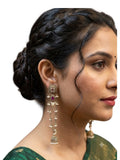 Fuchsia Magenta Pink - Medium - Antique Gold Finish Traditional Earrings - Bollywood - Weddings - 15JE62 07R26 - Prachy Creations